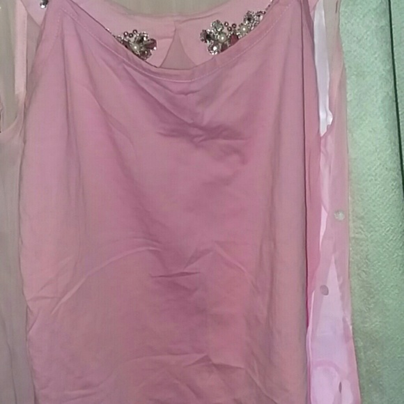 Scooter Brown girls pink sleeveless top w/tank top - Picture 4 of 4